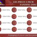 120 PCS 5 Inch 8 Hole Red Round Sandpaper, 60 80 100 120 150 180 220 240 320 400 600 800 Grit Sanding Discs, Hook-and-Loop Abrasive Sander Paper for Random Orbit Floor,Drywall Sander