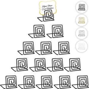 Urban Deco 26pcs Square Place Card Holder Stand - Metallic Table Number Holders, Mini Table Card Holder Table Picture Stands for Menu Memo Clip, Wedding, Party, Birthday (Black)