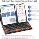 Universal Wireless Keyboard Ultra Light Portable Mini Keyboard with Adjustable Angle Stand&Leather Case,Computer Keyboard Rechargeable Travel Bluetooth Keyboard for iPad Android,Windows and iOS-Orange