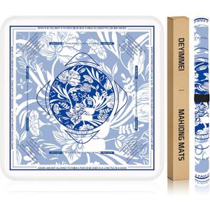Deyimmei Neoprene Mahjong Mat for Table 31.5"x31.5" - Non-Slip, Noise Reduction Cover with Storage Pockets, American Rules & Crease-Free Rolled Shipping (Ceramic Blooms), 31.5" x 31.5" x 0.08"