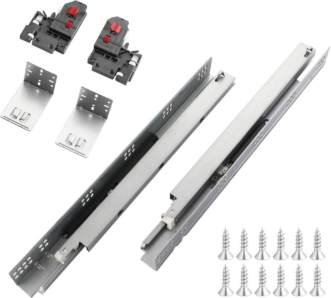 18 Inch Undermount Soft Close Drawer Slides Bottom Mount Full Extension Rails,6 Pairs with Rear Mounting Brackets and 3D Adjustable Locking Devices