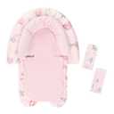 GFU Baby Car Seat Head Support for Newborn, 2 in 1 Infant Car Seat Head Body Support with Strap Pads, Soft Stroller Cushion Pillow Insert for Girls, Fits for Stroller, Swing, Pink Stars