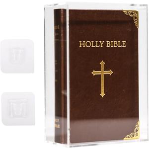 Klmnop Clear Acrylic Display Case for Bible, 4mm Thick Wall Mount Vertical & Horizontal Display Case, Book Organizer Box to Protect Collectible Books, Family Old Bible, DVD, 10.63 x 7.48 x 2.36 inch