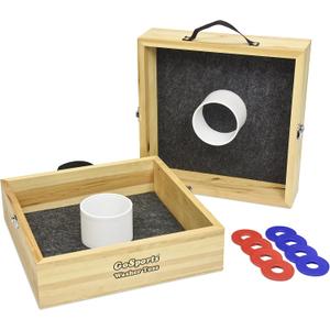 GoSports Premium Birch Wood Washer Toss Game - Portable Set Includes 2 Targets and 8 Washers - For Backyard and Outdoor Acitivies for Family and Adults