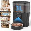 PAPIFEED Automatic Cat Feeder with Camera, Adjustable Angle 2.4G WiFi Pet Feeder 3.5L/15 Cup Timed Dispenser,Timed Feeder for Remote Feeding with Stainless Steel Bowl up to 10 Meals Per Day with APP (Black-Video)