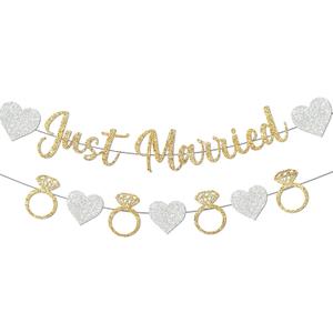 Just Married Banner Wedding Decorations Just Married Decorations Just Married's Sign Just Married's Car Decorations Wedding Reception Decorations (Just Married)