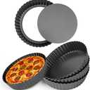 3 PCS Pie Pan with Removable Bottom 9.5 Inch Non Stick Carbon Steel Pan for Baking Quiche Cheesecake Desserts Fluted Edges Oven Pies