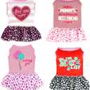 4 Pack Adorable Girl Puppy Printed Doggy Clothes for Small Dogs - Girl Holiday Apparel