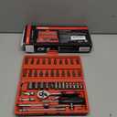 Egofine 46 Pieces 1/4 inch Drive Socket Ratchet Wrench Set, with Bit Socket Set Metric and Extension Bar for Auto Repairing and Household, with Storage Case