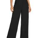 KICZOY Summer Women High Waist Wide Leg Dress Pants Pleated Front Wide Waistband Elastic Work Casual Long Trousers, Small