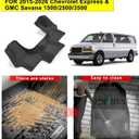 Floor Mats for 2015-2025 2026 Chevrolet Express & GMC Savana 1500/2500/3500,TPE All Weather Protection Chevy Express Front Row mat, Black mat Accessories