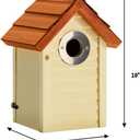 Bluebird Bird Houses for Outside Clearance - Set of 3 Nest Box with Stainless Steel Predator Guard - Alaskan Red Cedar Shingles Roof - UV Painting - 10 Years Outdoor(Beach Hut Houses)