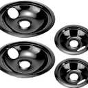 WB31M20 WB31M19 Black Porcelain Drip Pans Replacement for G-E Hot-point Electric Rang/Stove Fetechmate Electric Stove Burner Drip Pans of 4 Replace WB31T10014, WB31T10015, WB31M0019, WB31M0020-Style B