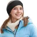 Sukeen Ear Warmer Headband for Women, Double-Layer Warm Winter Headbands for Women, Ear Muffs for Running Cycling Sports (Black Gray)