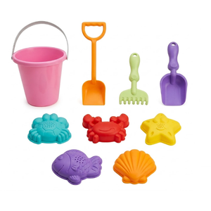 9 Pcs Beach Toy Set for Kids - Includes Bucket, Molds, Shovel, Rake, Sifter & Castle Toys - Sand Bucket and Shovel for Boys and Girls
