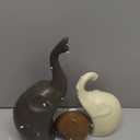 Ceramic Elephant Family Statue Figurine Mom Dad and Baby Animal Art Porcelain Sculpture Home Decor Decorations for Living Room Book Shelf Cabinet Desk Table Top Ornament (B1, Three)