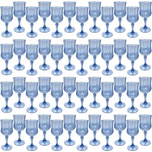 Blue Plastic Wine GlassesPlastic Goblets for PartiesDrinking Glasses for Wedding Reception, Grand Event Party Supplies (48, Blue)