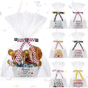 Reallnaive 6 Set Appreciation Teacher Gift Baskets Empty Thank You for Helping Me Grow Treat Boxes Graduation End of Year Gift Bags for Teachers Appreciation