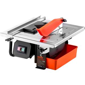 VEVOR 7-inch 65Mn Steel Blade, Wet Tile Saw, 3500 RPM Induction Motor, Tile Cutter Wet Saw with Water Reservoir, 0-45 Degrees Miter Angle for Cutting Tiles and Stones, for DIY Enthusiasts
