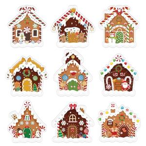 Small Christmas Stickers Gingerbread Candy House Decals, 240 Self-adhesive Christmas Envelope Labels Stickers, Funny Cartoon Xmas Seal Stickers for Gift Greeting Card Party Supplies Kids Holiday Decor
