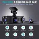 4 Channel 2.5K Dash Cam Front Rear Left Right, 170 Wide Angle Car Dash Camera with 5GHz WiFi & App Control, G-Sensor, Super Night Vision, 24H Parking Monitor, Loop Recording, 64GB SD Card Included