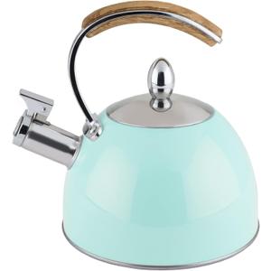 Pinky Up Presley Light Blue 70 Oz Tea Kettle, Stovetop Induction Stainless Steel Whistling Kettle