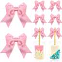 Pink Bows with Twist Ties 3.5 Inch Pre-Tied Double Satin Ribbon Bows for Gift Wrapping, Crafts, Wedding Decor, Treat Bags, Candy Apple, Christmas, Party Favors, Baby Shower (24 Pack)