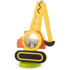 Wooden Excavator Piggy Bank for Kids Boys & Girls, Wood Interactive Coin Bank with Clear Belly, Saving Money Toy, Educational Gift for Toddlers Birthday & Decor