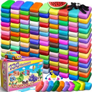 ESSENSON Air Dry Clay - 136 Colors Modeling Magic Clay, Best Gift for Boys & Girls Age 3-12 Year Old, DIY Molding Kids, with Sculpting Tools, Decoration Accessories, Kids Art Crafts