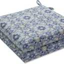 Pillow Perfect Outdoor/Indoor Keyzu Medallion Mariner Square Corner Seat Cushions, Blue 2 Count