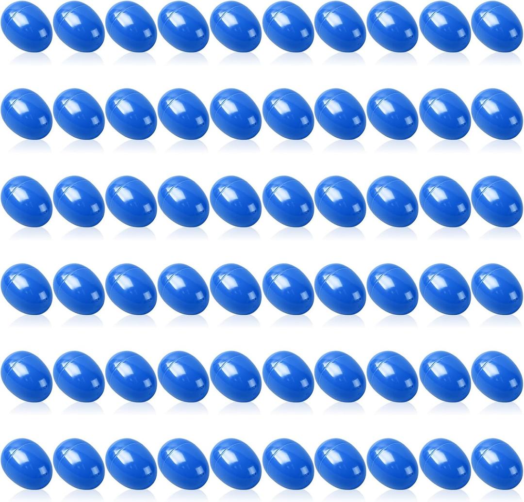 Easter Eggs 2.4 - Blue Fillable Easter Eggs - 60 Pcs Easter Basket Stuffers - Blue Eggs Bowl and Vase Filler Faux for DIY Spring and Easter Decorations (Blue)