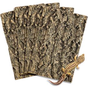Fhiny 4 PCS Cork Bark Background, 11.6" x 7.7" Natural Cork Bark for Reptiles Bearded Dragon Climbing Backdrop Terrarium Habitat Wall Decor Accessories for Turtle Gecko Lizard Snake Spider Frog