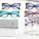 Viseng Womens Oversized Cateye Reading Glasses Blue Light Computer Glasses Stylish Reader (+2.0) (A2-3 Pack Mix Color)