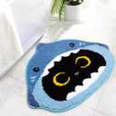 Bathroom Rugs - Shark Black Cat Shaped Bath Rugs,Soft Absorbent Rubber Backing Rug,Machine Washable Bath Mats for Bathroom Floor Tub and Shower,Blue(24 * 20inch)