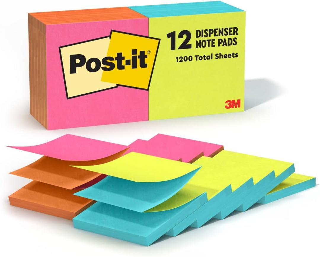 Post-it Pop-up Notes 3x3 in, 12 Pads, America'ss #1 Favorite Sticky Notes, Alternating Colors, Poptimistic Collection. Clean Removal, Recyclable (R330-N-ALT)