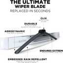 Clix Wipers 24"+18" Silicone Plus Rain Repellent Windshield Wiper Blades (Set of 2) – Carbon Fiber Beam Automotive Replacement Windshield Wiper Blades, All-Weather Universal Fit Car Accessories