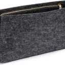 HyFanStr Small Purse Organizer with Zipper, Felt Insert Bag Organizer Handbag Tote Liner Pouch for Women (Gray)