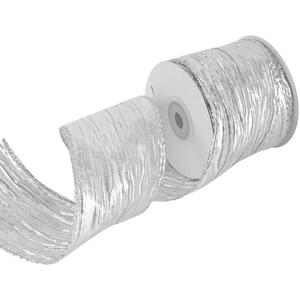 MEEDEE Silver Metallic Wired Ribbon 2.5 Inch Metallic Silver Trim Crinkle Wired Ribbons Silver Ribbon for Gift Wrapping, Christmas Tree, Wreath Supplies, Large Bow Making (10 Yards)