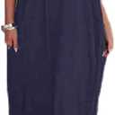Poetsky Women's Casual Strappy V Neck Sleeveless Flowy Pockets Loose Long Maxi Beach Dress Sundress, 2XL