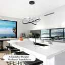 LED Chandelier Modern Pendant Light Contemporary Chandelier Ring Light Fixture Black with 3000K-6000K Dimmable Remote Control and 79in Height Adjustable for Dining Room Bedroom Living Room