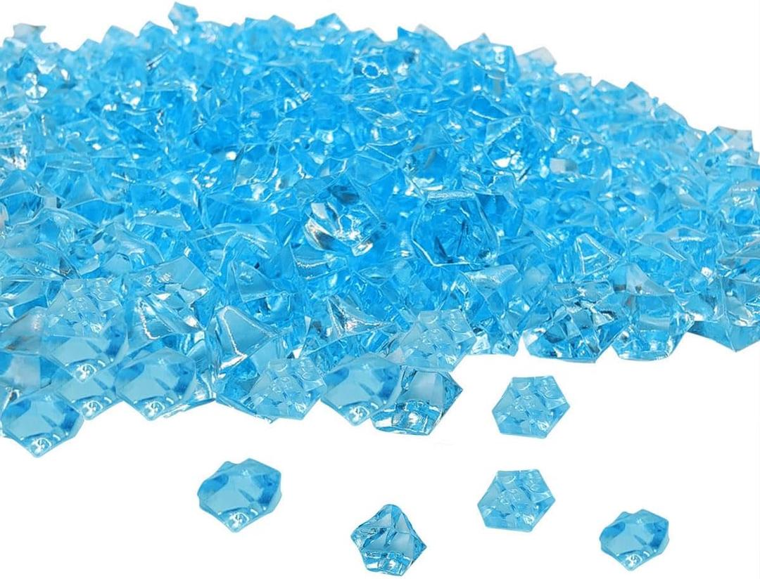 300 Pcs Acrylic Ice Rocks Crystals Gems, Bulk Fake Crystals, Plastic Diamonds for Vase Filler Wedding Decoration Table Scatter Party Arts Crafts Display (Light Blue)