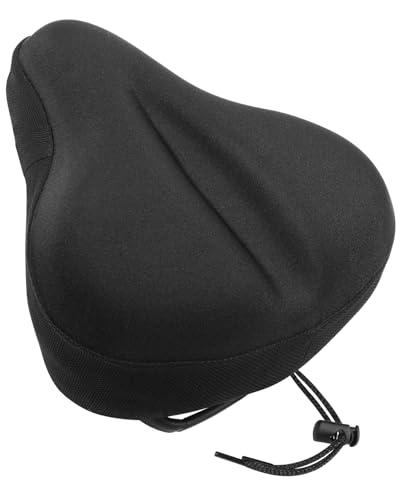 Bike Seat Cushion, Comfortable Bicycle Saddle Cover for Indoor and Outdoor Cycling, Padded Gel Cover for Exercise, Mountain & Road Bikes, Universal Fit for Peloton & Stationary Bikes (Black-L)