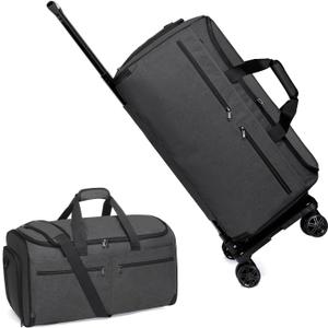 Bukere Garment Bag with Wheels, Rolling Travel Garment Duffle Bag with Shoes Compartment, Convertible 3 in 1 Suit Dress Bags for Men Women Business