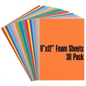 Houseables Foam Sheets for Crafts, EVA Foam, EVA Craft Sheets, Foamy Paper Board, for Art, Cosplay, Costume, Crafting, Kids Project, Scrapbook, Padding, Plain, Multicolor, 6mm, 30 Pack, 9x12 Inch