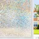 Rabbitgoo Window Privacy Film Stained Glass Window Film, Mosaic Rainbow Decorative Glass Cling, Removable Static Cling Tint UV Blocking, Non-Adhesive Privacy Covering for Home, 23.6 x 118.1 inches