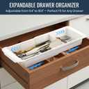 Enhon Expandable Sliding Drawer Organizer for Kitchen Drawers, Deep Drawer Organizer Tray with Adjustable Dividers, Sliding Kitchen Drawers Tray for Utensils, Silverware & Accessories, 11.418,White