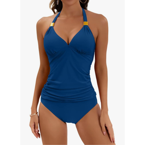 B2prity Halter Tankini Swimsuit for Women Tummy Control Two Piece Bathing Suit V Neck Swimwear with Shorts L B2prity Halter Tankini Swimsuit for Women Tummy Control Two Piece Bathing Suit V Neck Swimwear with Shorts L