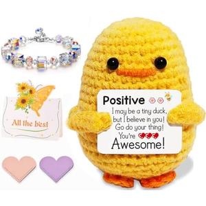 Emotional Support Crochet,Gifts for Women,Friends Gift Set Ideas Handmade Positive Crochet Doll Birthday Gifts for Women Graduation Gifts Animal Desk Decor,for Girlfriend,Mom,Sister,Daughter,Wife 2 PACK