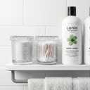 2 Pack Glass Qtip Holder Dispenser - Bathroom Organizers and Storage, Clear Apothecary Jars Set, Bathroom Essentials Accessories Decor, Vanity Makeup Storage Organizer (Clear)