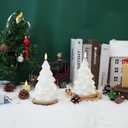 Homemory Christmas Tree Candles with Remote, 2 Pcs Waxy LED Flameless Candles Flickering, White Electric Lights Battery Operated for New Year Celebration Holiday Decorations 7.5 Inches